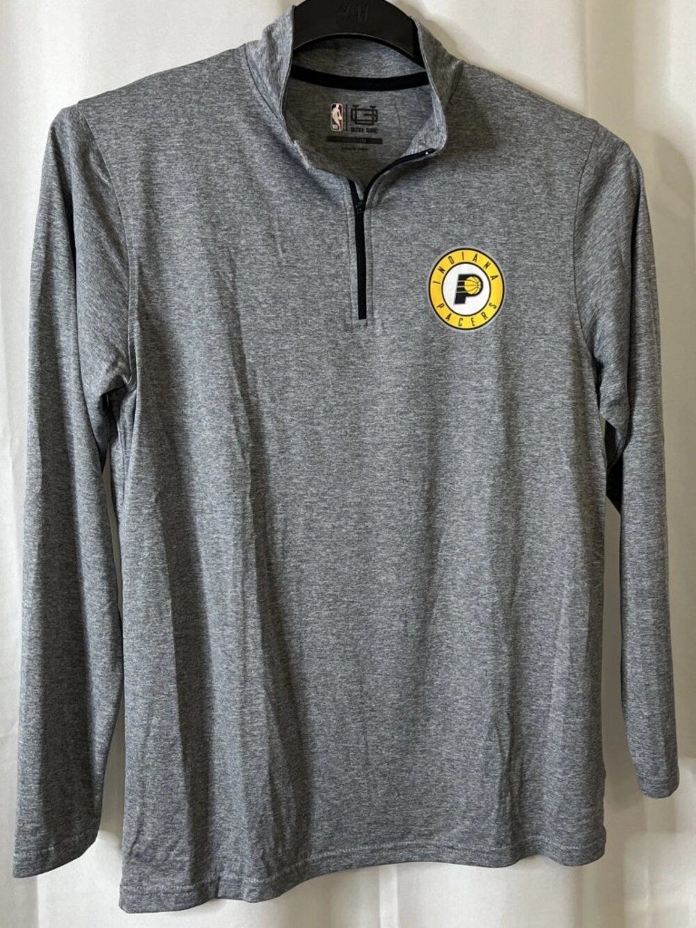 Ultra Game NBA Men's 1/4 Zip Long Sleeve Pullover T-Shirt, Indiana Pacers size.M